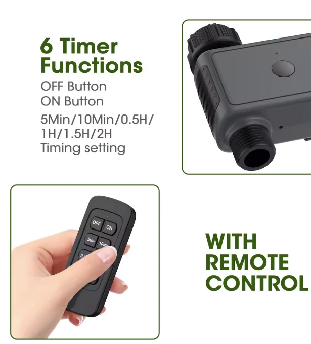 Garden tap timer remote control settings for automatic watering