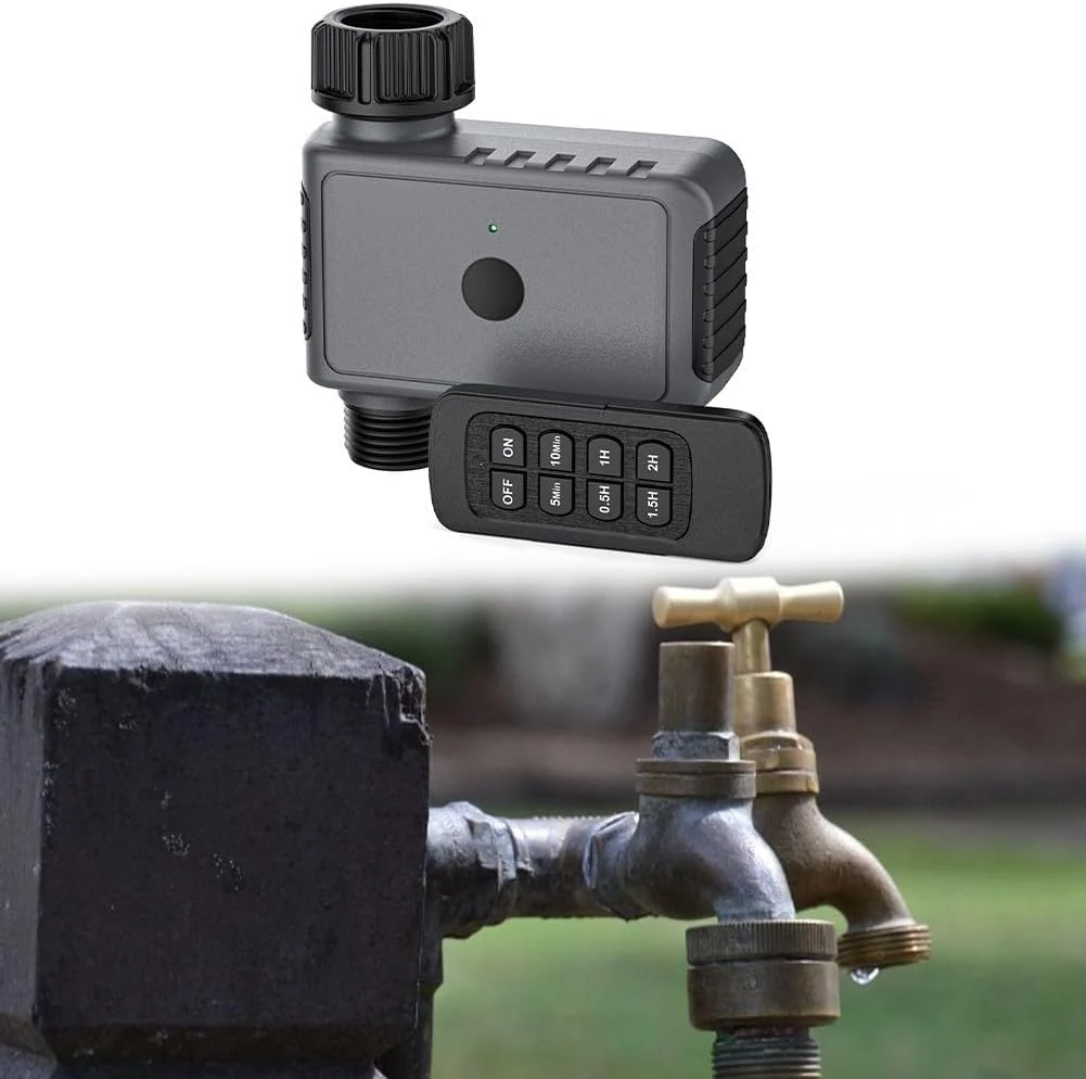 Remote control tap timer installed on an outdoor garden tap